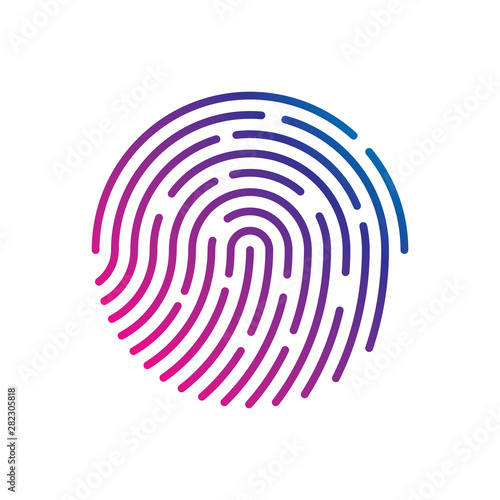 Human fingerprint with gradient for security check at the entrance. Human colored fingerprint for security verification during identification or authorization, vector icon.