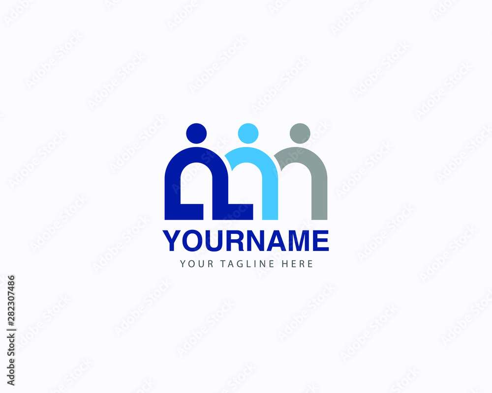 Abstract initial letter PM or PN peoples logo Abstract initial letter PM or PN peoples logo
