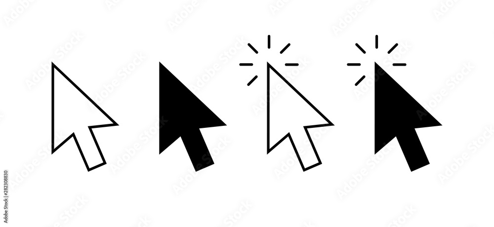 Computer mouse click cursor gray arrow icons set and loading icons. Cursor icon. Vector illustration. Mouse click cursor collection. Computer mouse click cursor gray arrow icons set and loading icons. Cursor icon. Vector illustration. Mouse click cursor collection.