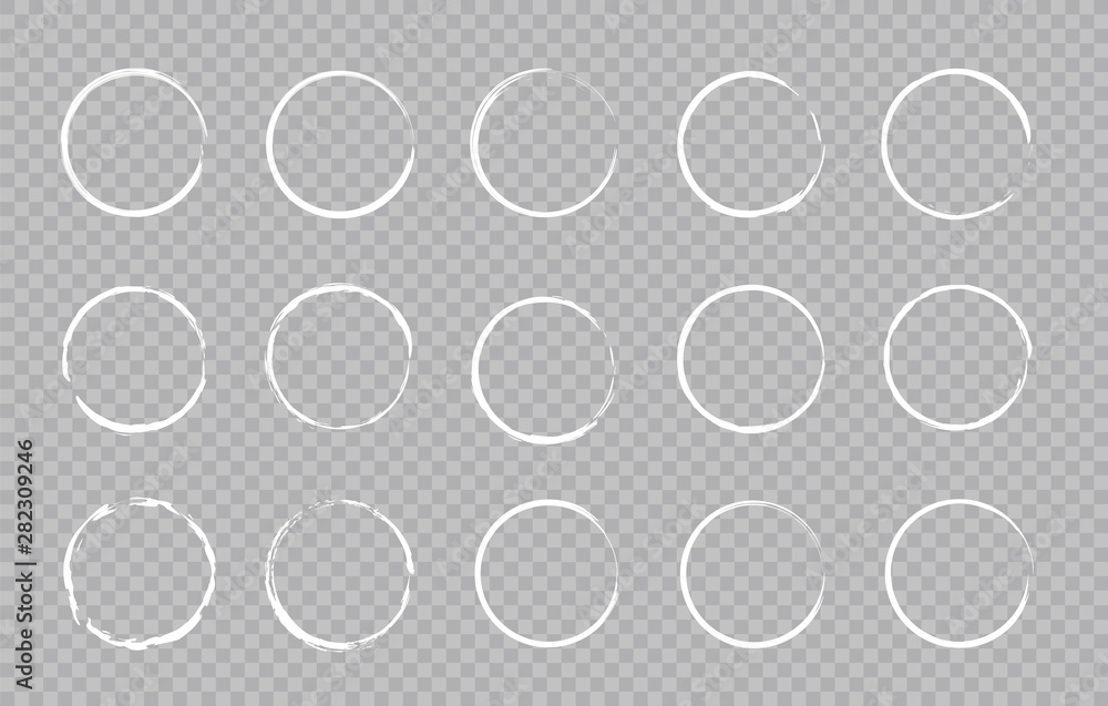 Set of Hand drawn circle. Drawning circle. Scribble doodle. Brush circle. Vector illustration.