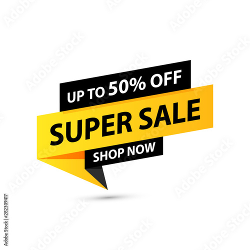 Sale tag. Special offer, big sale, discount, best price, mega sale banner. Shop or online shopping. Sticker, badge, coupon, store. Vector Illustration. © iiierlok_xolms