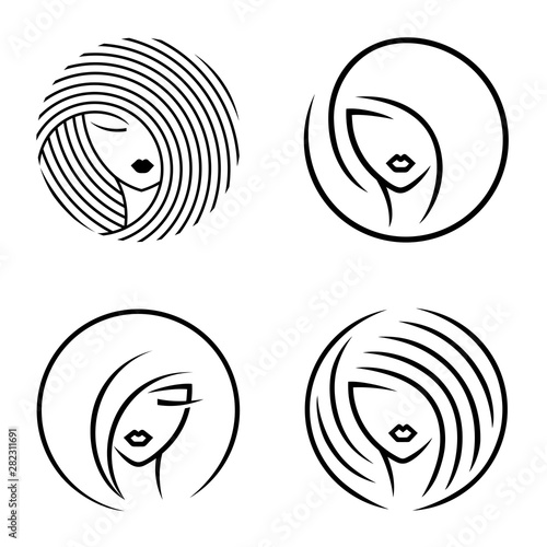 Vector abstract logo set for beauty salon, hair salon, cosmetics