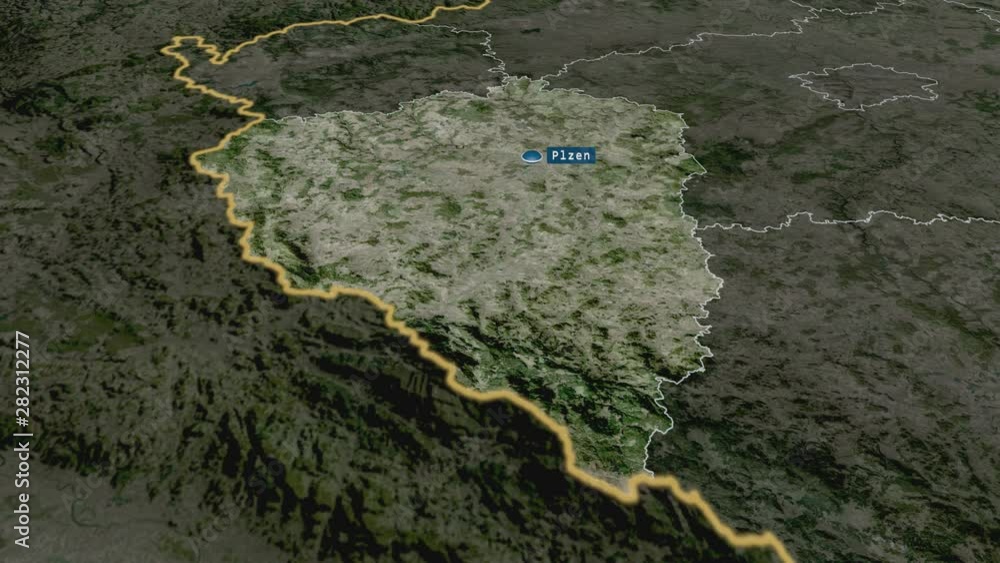 Plzeňský - region of Czech Republic with its capital zoomed on the satellite map of the globe. Animation 3D Plzeňský - region of Czech Republic with its capital zoomed on the satellite map of the globe. Animation 3D