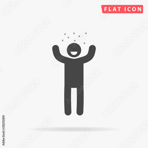 Happy man rejoicing raising his hands up