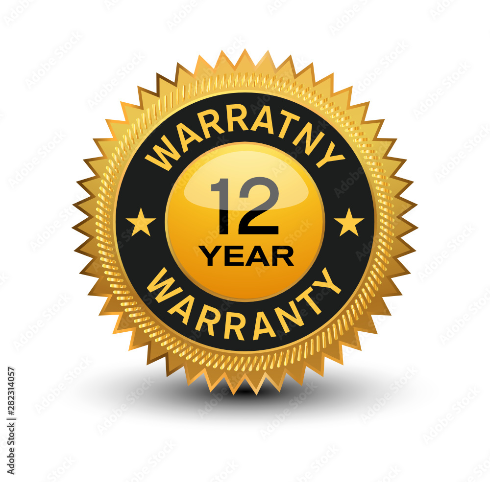 Top quality golden 12 year warranty banner, sticker, tag, icon, stamp, label, sign, isolated on white background. Top quality golden 12 year warranty banner, sticker, tag, icon, stamp, label, sign, isolated on white background.