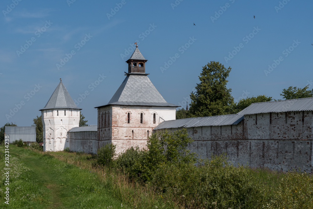 Towers and wall of Spaso-Prilutsky Monastery in Vologda, Russia