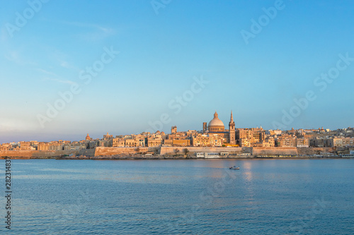 Scenic evening skyline view of Valletta, Malta © kerenby