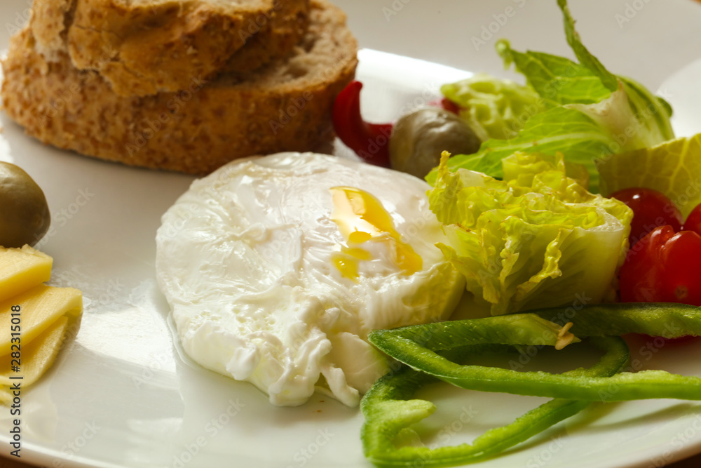 Benedict egg with bread and cheese Benedict egg with bread and cheese