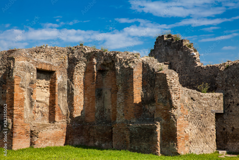 Ruins of the houses in the ancient city of Pompeii