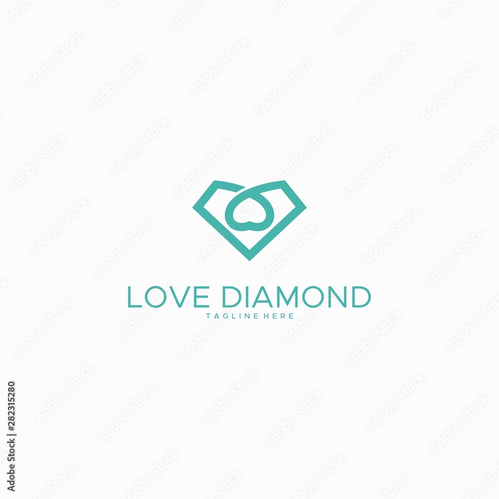 LOVE DIAMOND LOGO DESIGN LINE LOVE DIAMOND LOGO DESIGN LINE