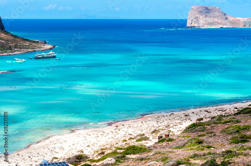 Balos bay beach and Gramvousa island, Crete, Greece