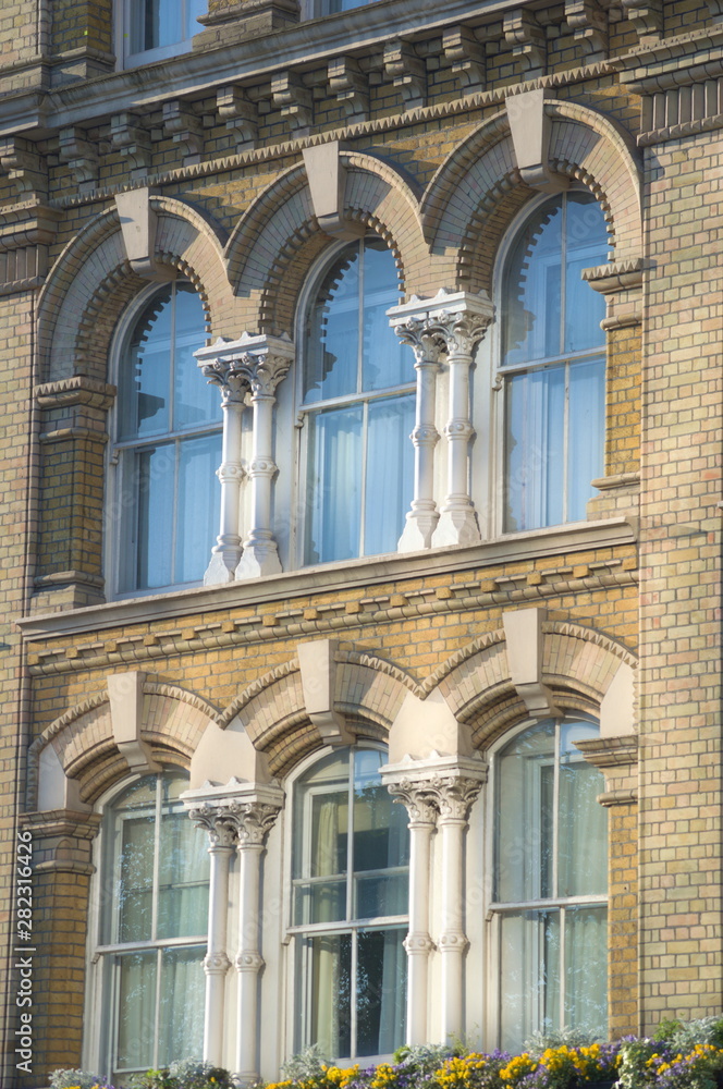 Windows in the facade of a building in London	