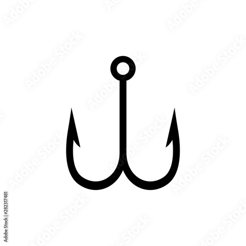 Fishing hook icon , black sign design. Vector Illustration Isolated on white background.