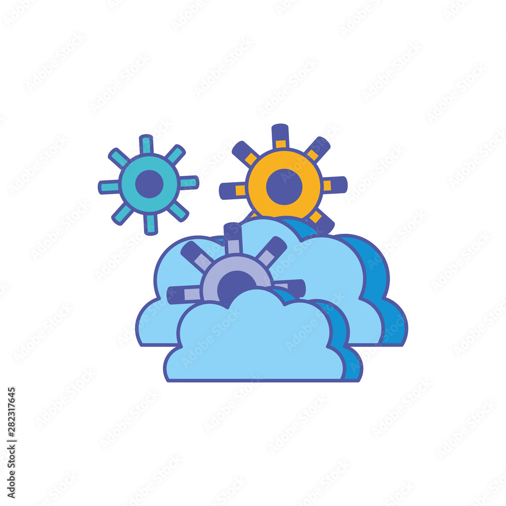 cloud computing technology with gear pinions cloud computing technology with gear pinions
