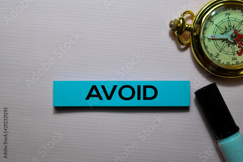 Avoid text on sticky notes isolated on office desk