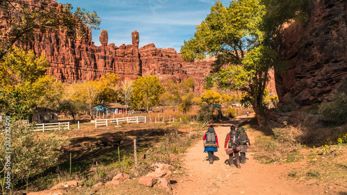 Hikers Walking Into Grand Canyon Village