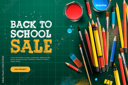Back to school Sale. Landing page template. Vector illustration for banners invitation poster and website.