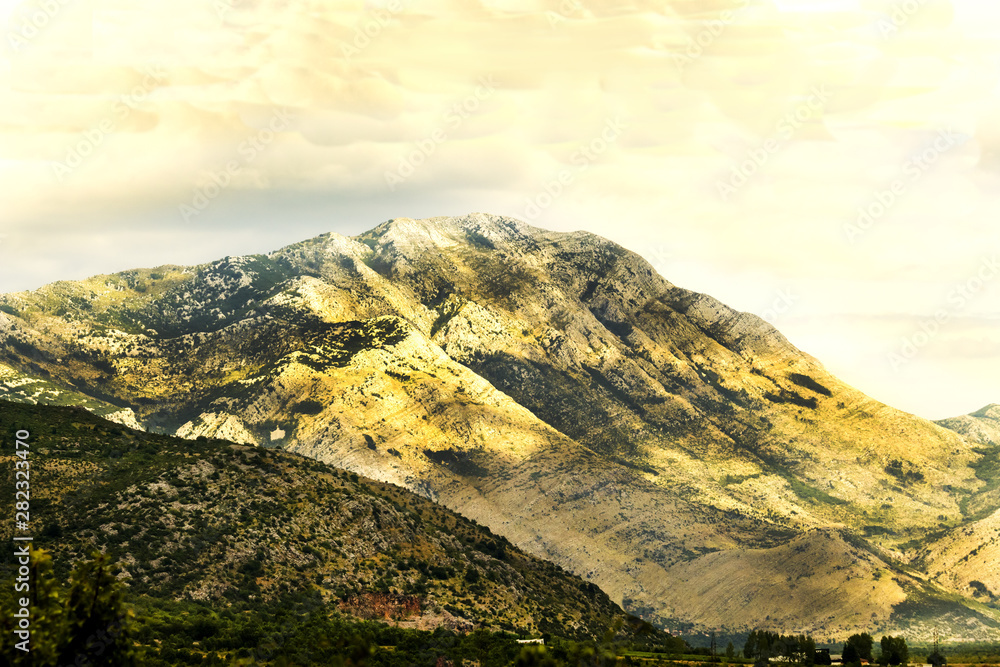 Beautiful mountain landscape on sunny summer day. Montenegro, Bosnia and Herzegovina, Dinaric Alps Balkan Penin