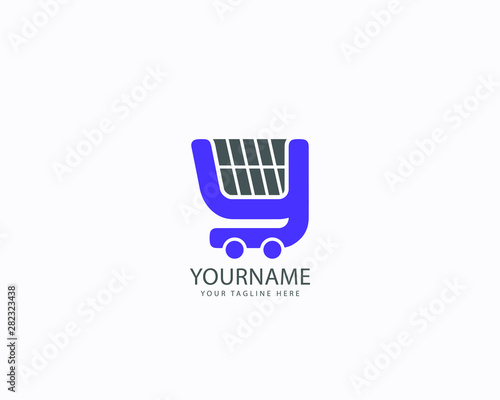 Awesome and professional Initial Letter Y shopping Cart logo template with  purple and dark gray colors and white background fully vector editable