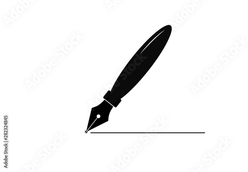 Fountain pen icon isolated on white background. Fountain pen simple silhouette. Web site page and mobile app design vector element.