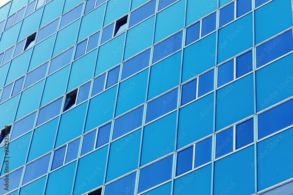 Facade Corporate office building windows close up Facade Corporate office building windows close up