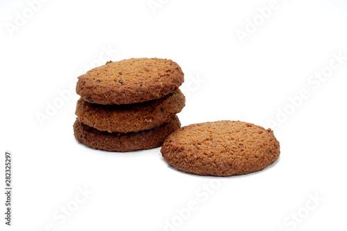 homemade oatmeal cookies isolated on white background