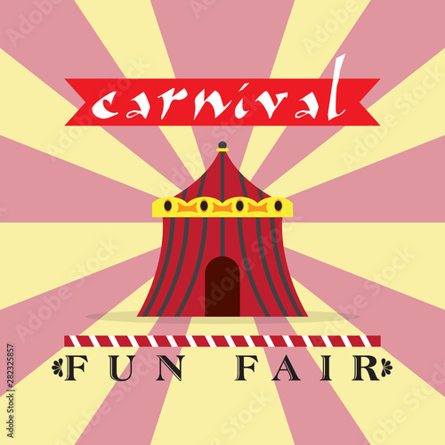 Colored carnival poster with a big top - Vector
