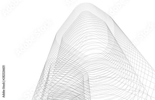 architecture geometric background, abstract lines 3d