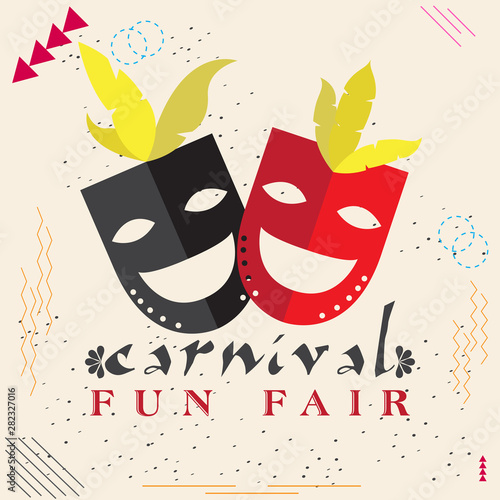 Colored carnival poster with a theater masks - Vector