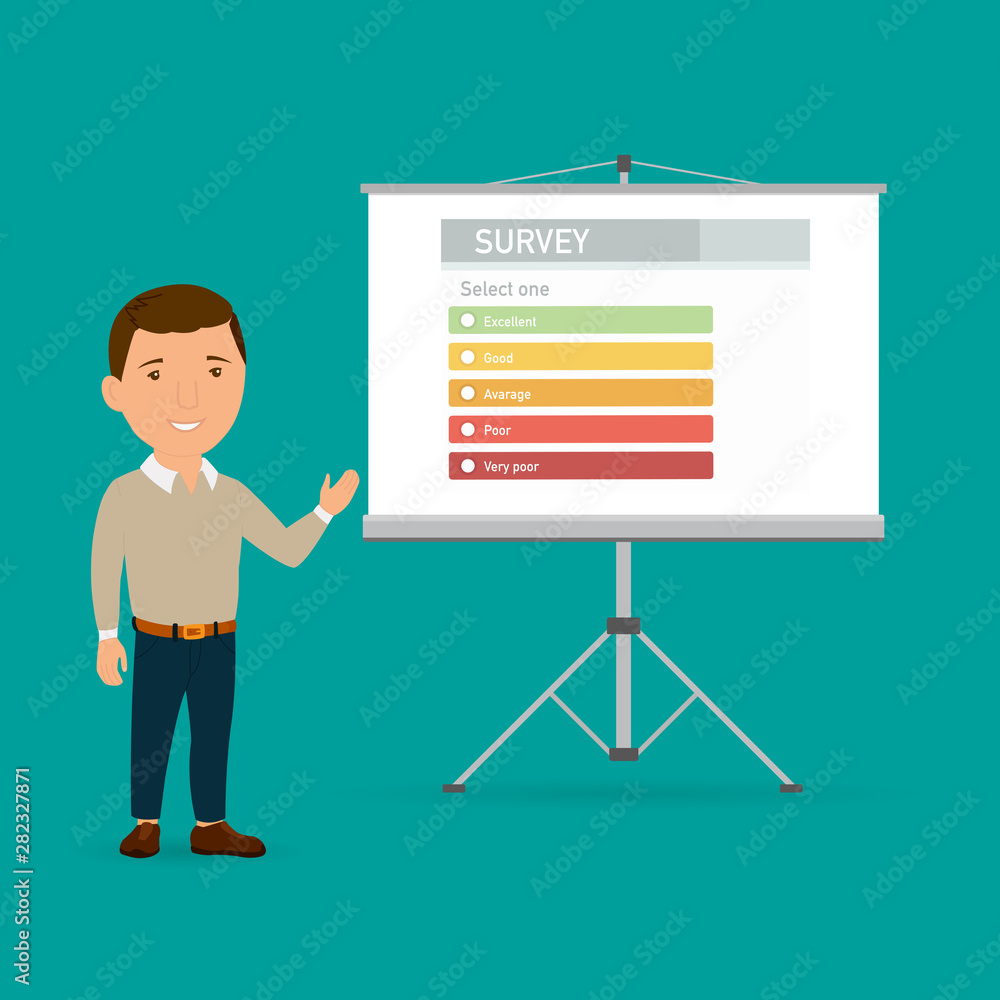 Business seminar. Flat style. Feedback concept Business seminar. Flat style. Feedback concept