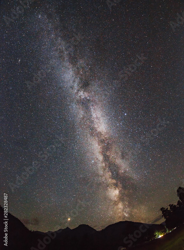 The Milky Way and Mars (left). Single frame. Polyana Taulu, Arkhyz