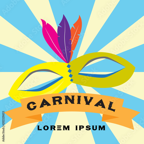 Colored carnival poster with a thater mask - Vector