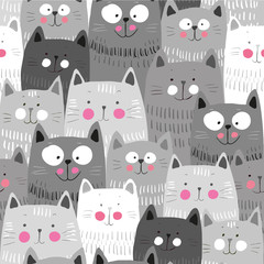 Acrylglasbilder Katzenmuster Süße Katzen auf buntem Hintergrund  © marianna_p