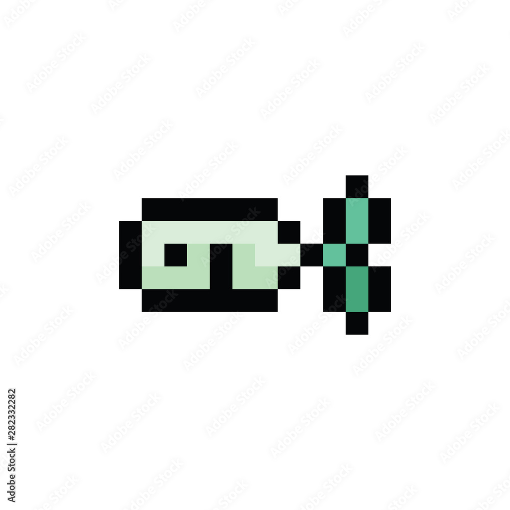 Cute 8 bit tiny neo mint green fish vector illustration. Pixel sea ...