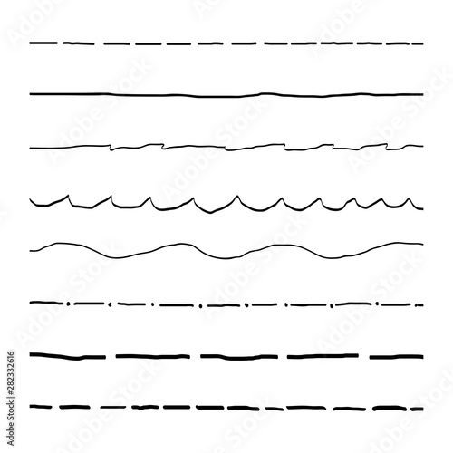 Vector hand drawn line set. Artistic isolated vector ink strokes.