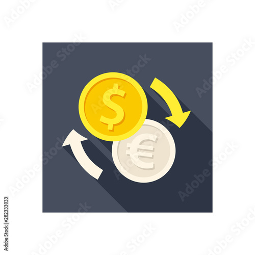 Exchange icon with coins dollar and euro