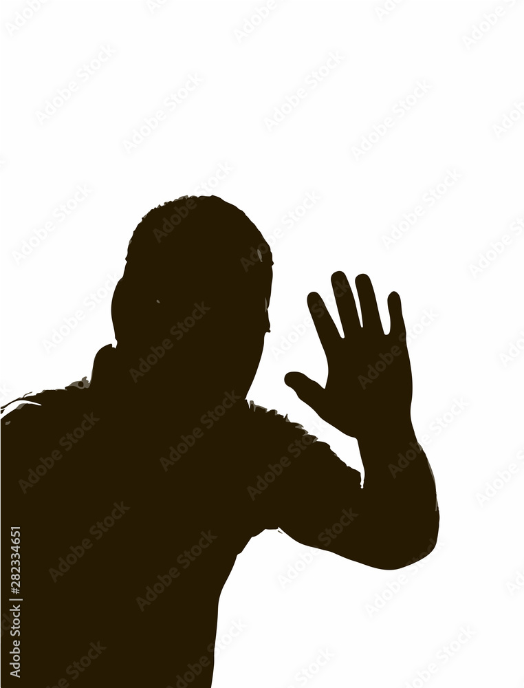 man shows a gesture of Hello