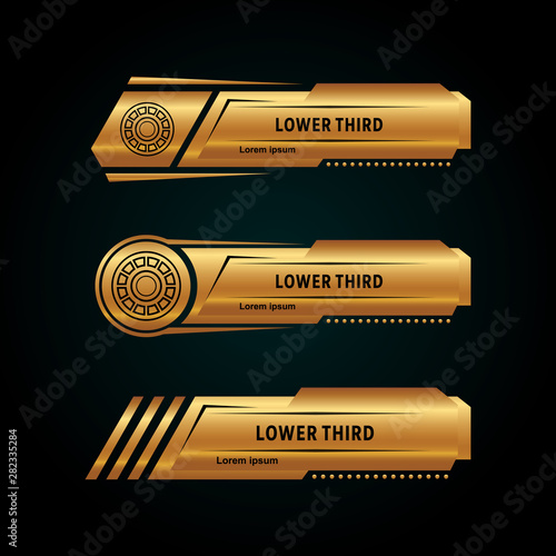 Modern lower third collection gold color Vector