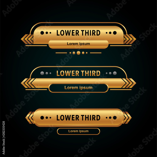 Modern lower third collection gold color Vector