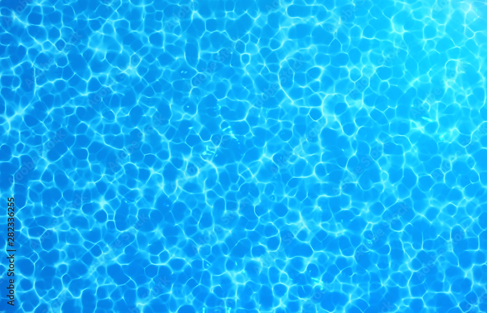 Water caustic background. Pure, clean blue water in the pool. 3D illustration