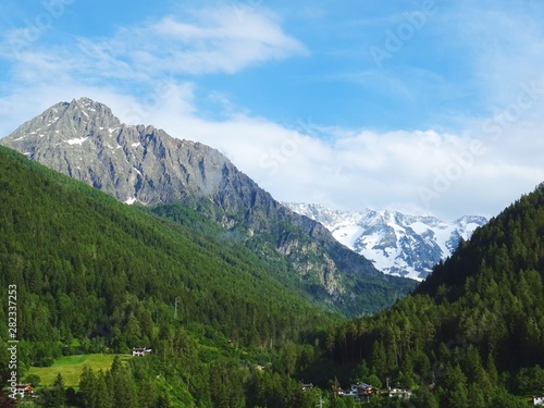 The Alps of Val Camonica near the town of Vezza D'oglio, Italy - June 2019.