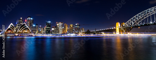 Obraz na płótnie Widok centralnej części portu Sydney City w Australii w nocy