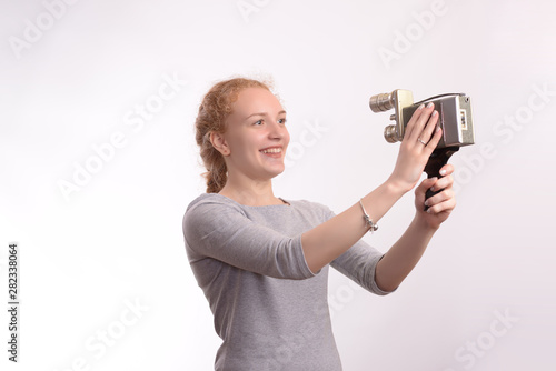 girl with an old camera