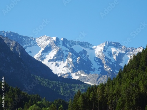 The Alps of Val Camonica near the town of Vezza D'oglio, Italy - June 2019.