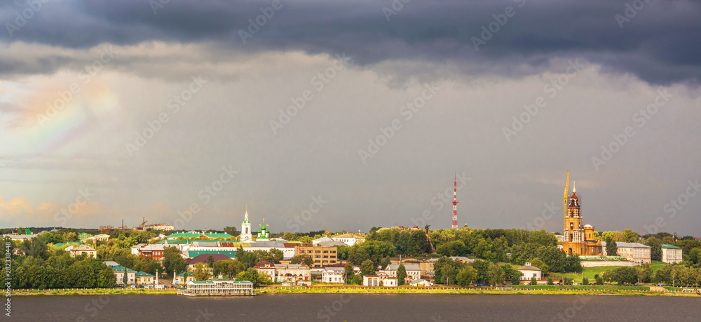 Kostroma on  Volga in cloudy weather