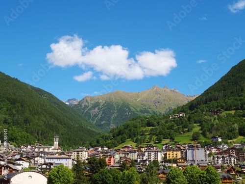 The village of Vezza D'Oglio, in Val Camonica, in the Italian Alps - June 2019.