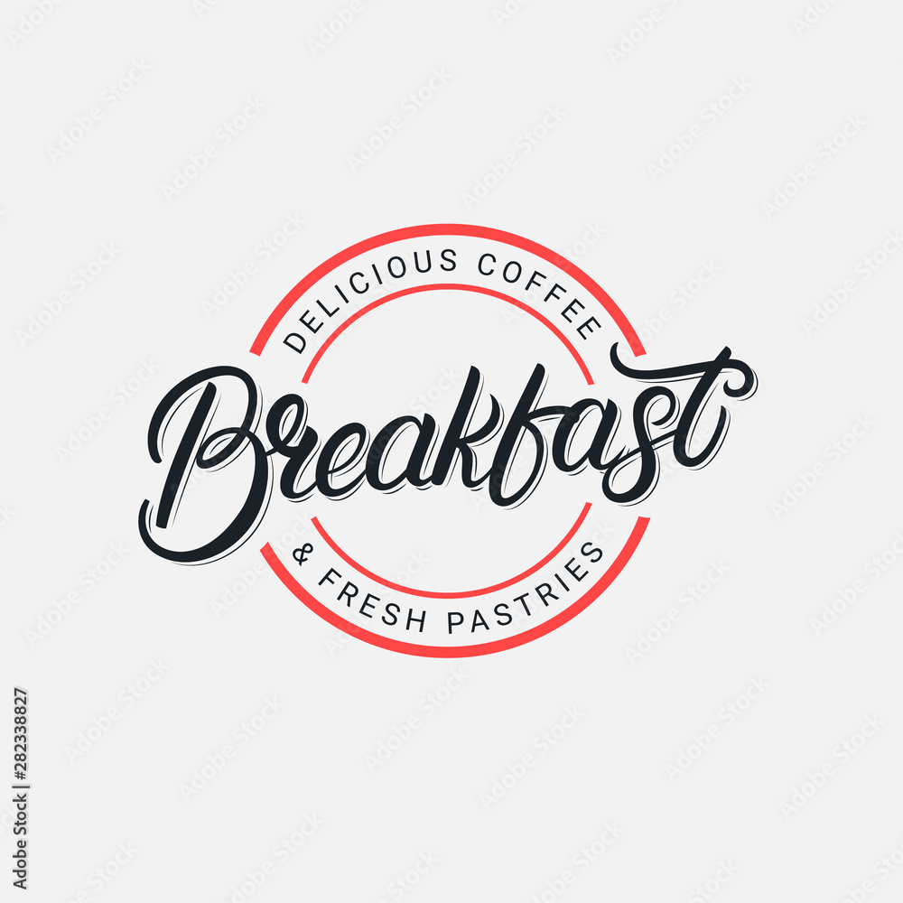 Obraz premium Breakfast hand drawn lettering logo