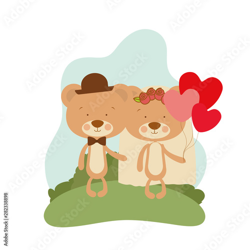 cute couple of bears in love