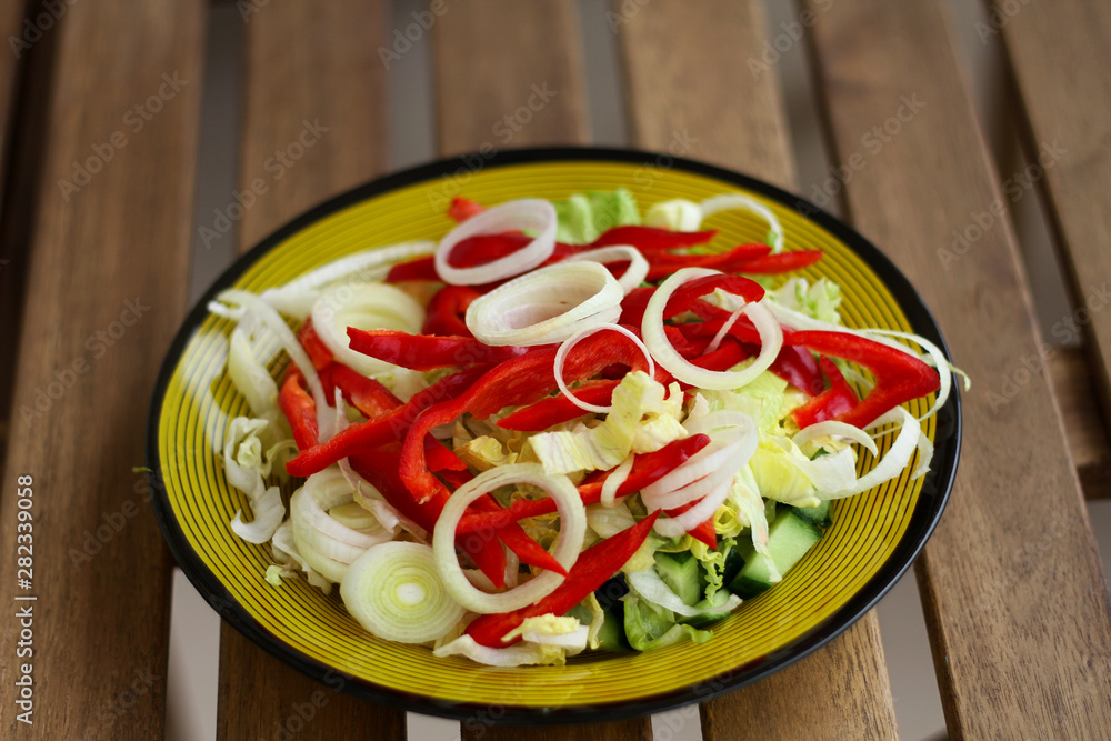 delicious organic salad and olive oil