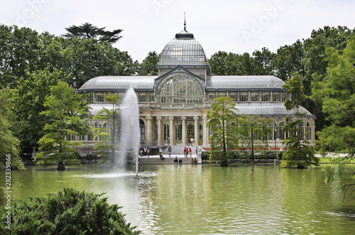 Crystal Palace (Palacio de Cristal) at Buen Retiro park (Park of Pleasant Retreat) in Madrid. Spain